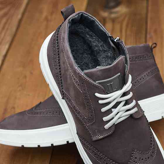 Чоловічі зимові стильні черевики з натуральної шкіри та теплого хутра 25026 Харків