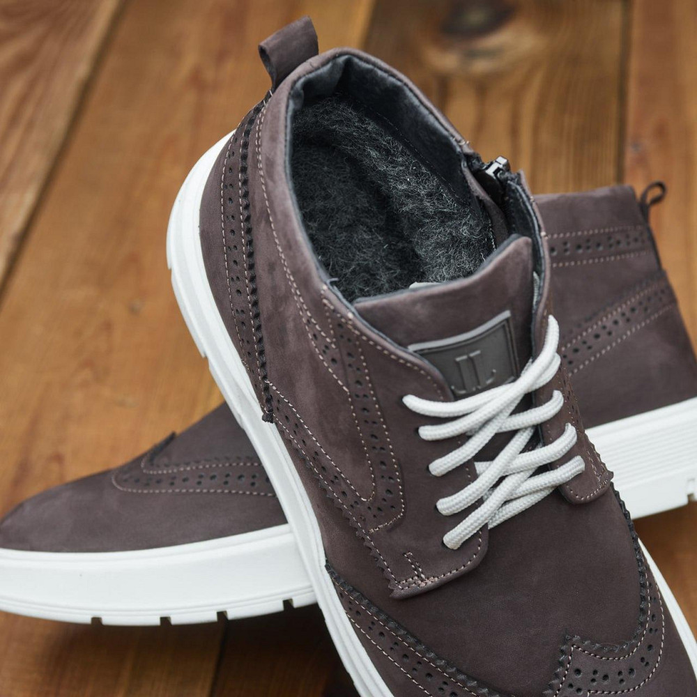 Чоловічі зимові стильні черевики з натуральної шкіри та теплого хутра 25026 Харків - фото 4