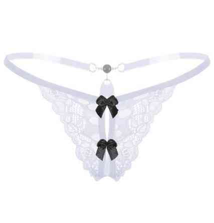 Еротичні стрінги жіночі з мереживом білі - розмір універсальний, резинка до 85см Київ
