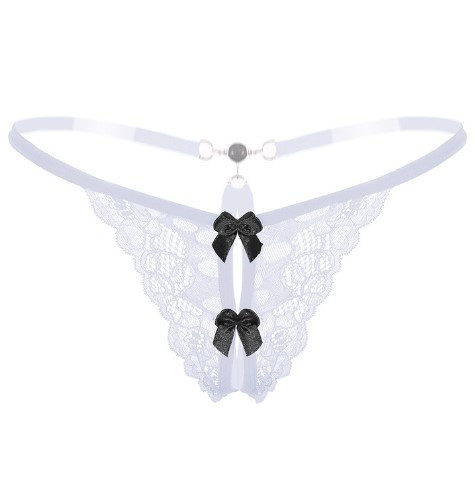 Еротичні стрінги жіночі з мереживом білі - розмір універсальний, резинка до 85см Київ - фото 1