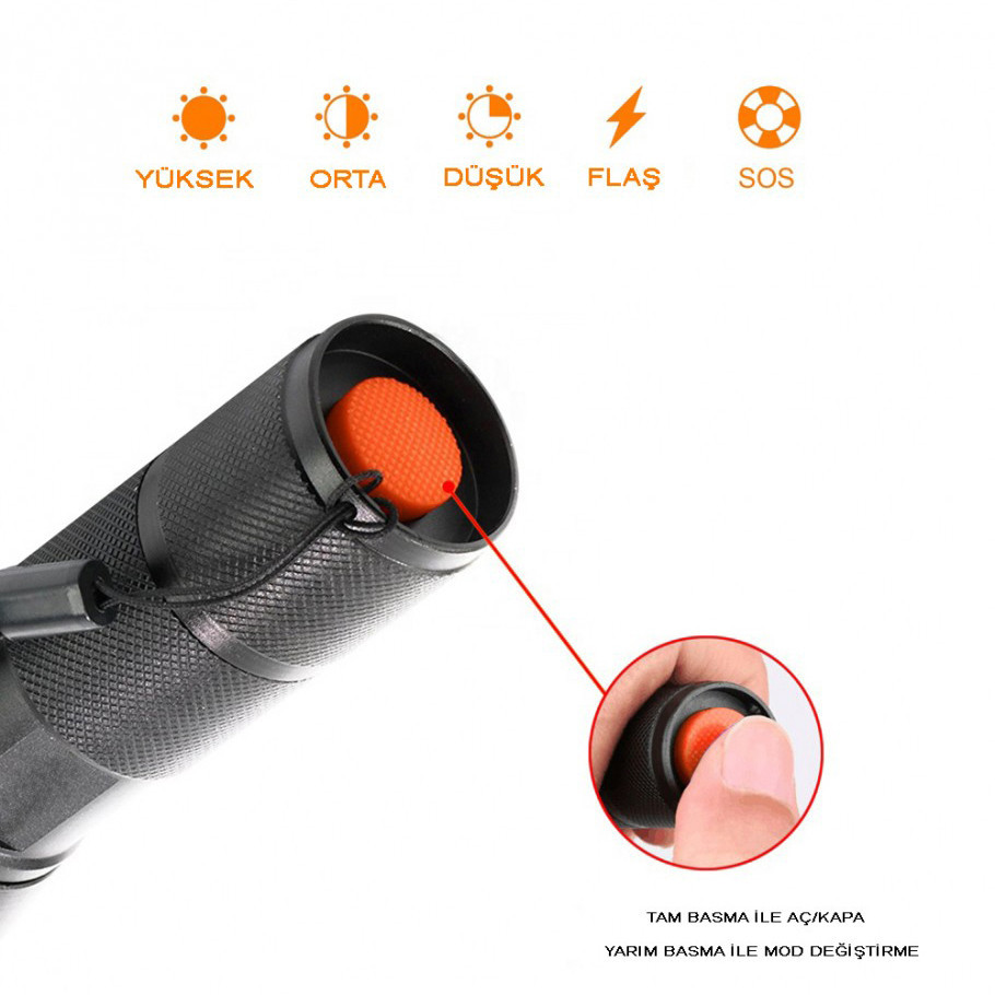 Мощный тактический фонарик WATTON WT-023 аккумуляторный, 4 режима работы, фонарик ручной металлический Каменец-Подольский - изображение 8