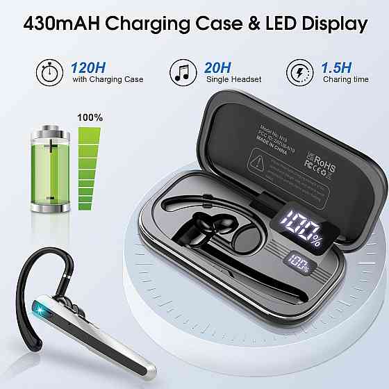 Bluetooth-гарнитура N19 V5.3 беспроводная гарнитура Hands-Free с двойным микрофоном с шумоподавлением ENC Днепр