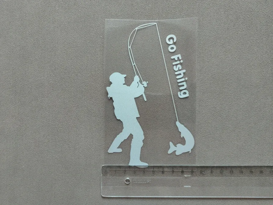 Наклейка на авто Рыбак с щукой Белая светоотражающая Киев - изображение 4