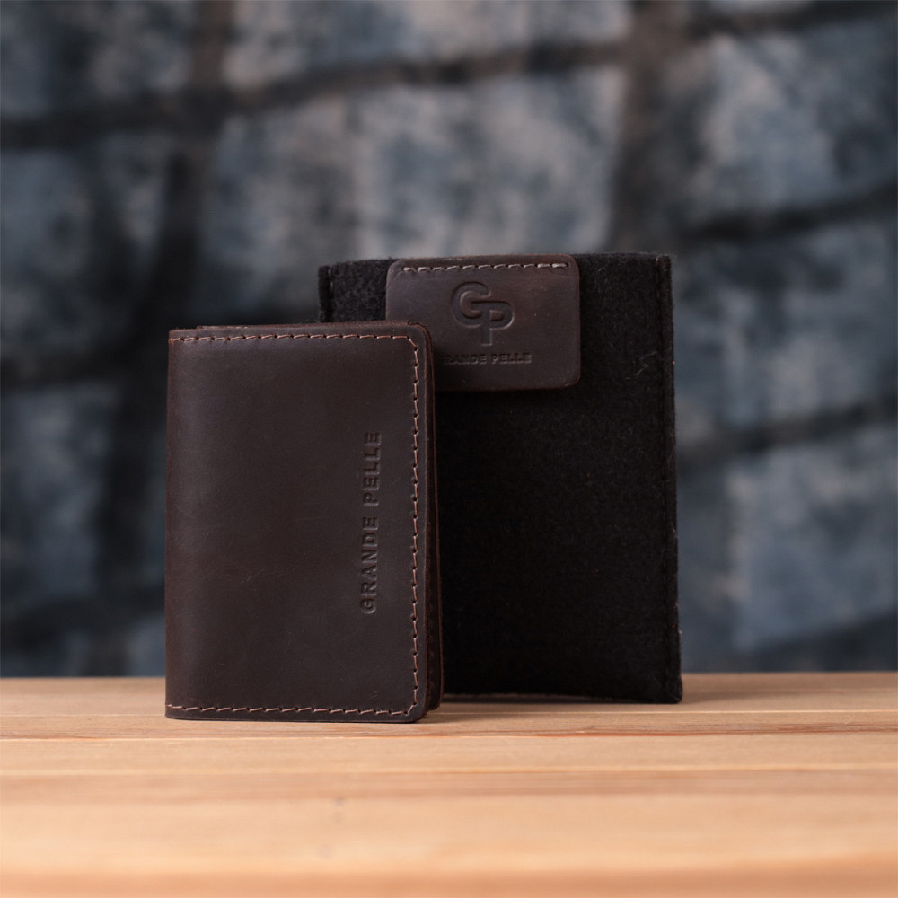 Стильна обкладинка на автодокументи у вінтажній шкірі Темно-коричнева (GRANDE PELLE) Київ - фото 4