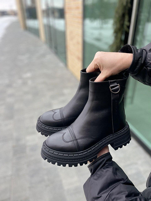 Olli Жіночі черевики OLLI чорні натуральна шкіра з хутром висота 15см (K-46-Астра 5290) 37р.38р Коломыя - изображение 2