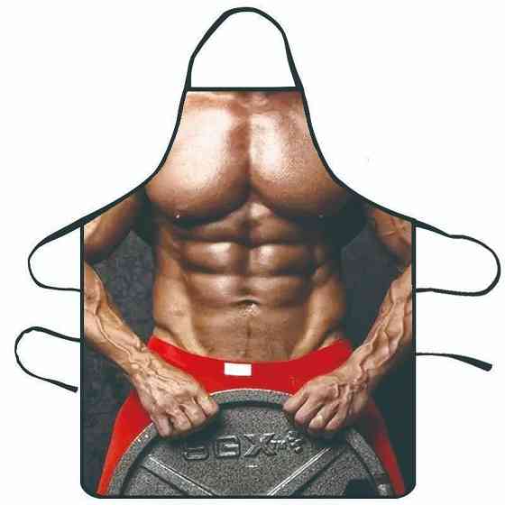 Фартух з приколом чоловік з торсом 80 на 60 см різнобарвний Київ