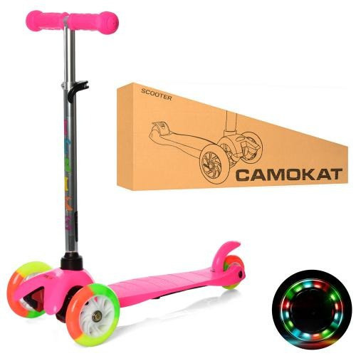 Самокат дитячий триколісний iTrike Mini BB 3-013-4-A-P з підсвічуванням коліс Рожевий Кам'янець-Подільський - фото 2