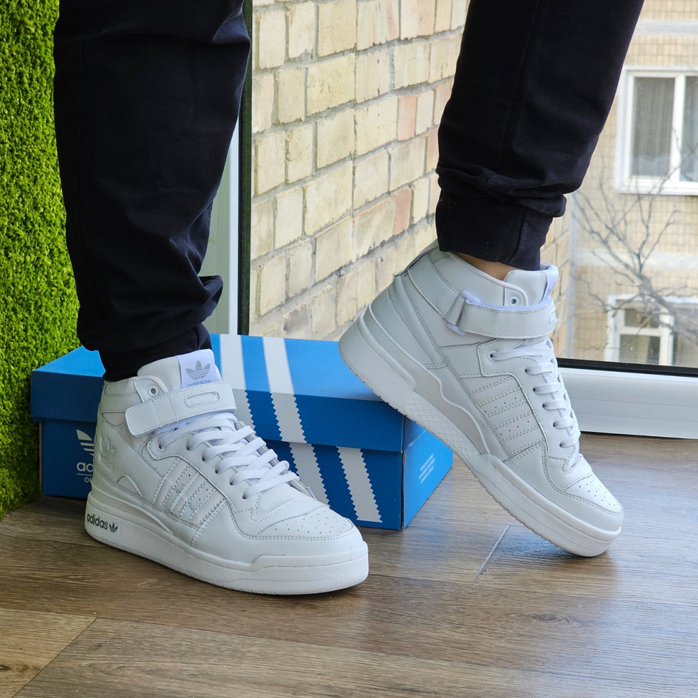 Високі Білі Кросівки Adidas Forum Шкіряні Чоловічі Черевики Адідас Форум (розміри: 41,42,43,44,45,46) Дніпро - фото 10