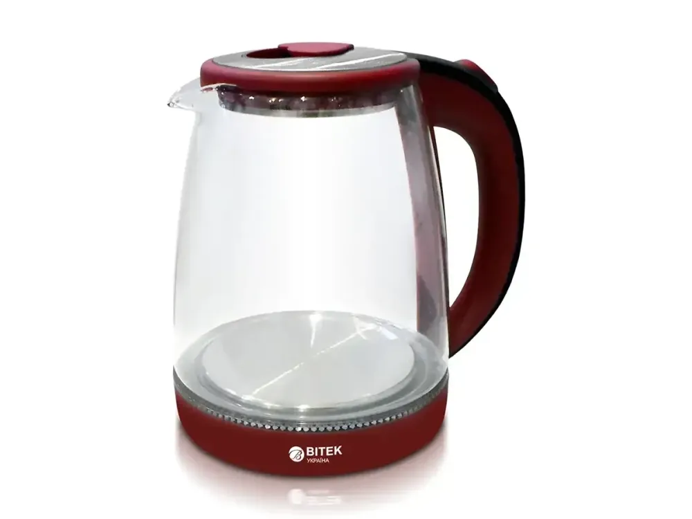 Чайник электрический стеклянный без цветка 1.8л 2400Вт синяя LED-подсветка BITEK BT-311, стеклянній корпус Одесса - изображение 3