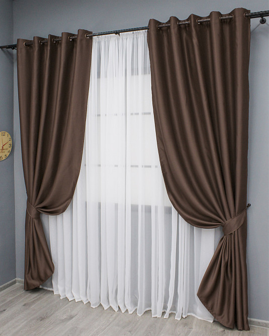 Комплект штор на люверсах VR-Textil Bagema Rvs № 1243ш Коричневий 150х250 см 2 шт (37-0164) Київ - фото 3
