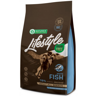 Сухой корм для собак Nature's Protection Lifestyle Grain Free White Fish Adult All Breeds 1.5 кг (NPLS45684) Винница - изображение 1