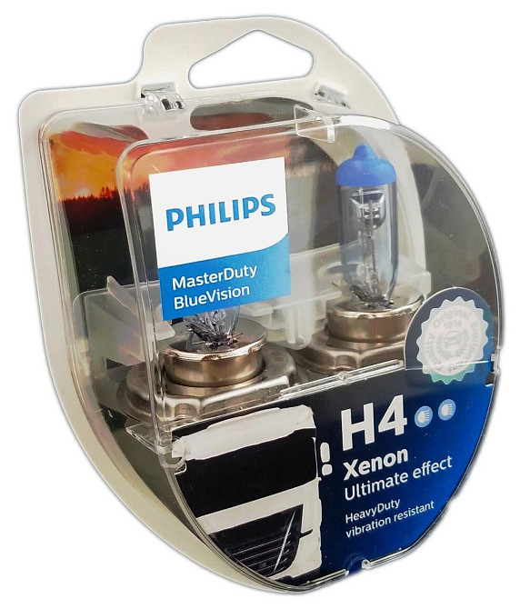 Комплект галогенових ламп PHILIPS H4 13342MDBVS2 MasterDuty BlueVision 75/70W 24V P43t (2 шт) Харків - фото 1