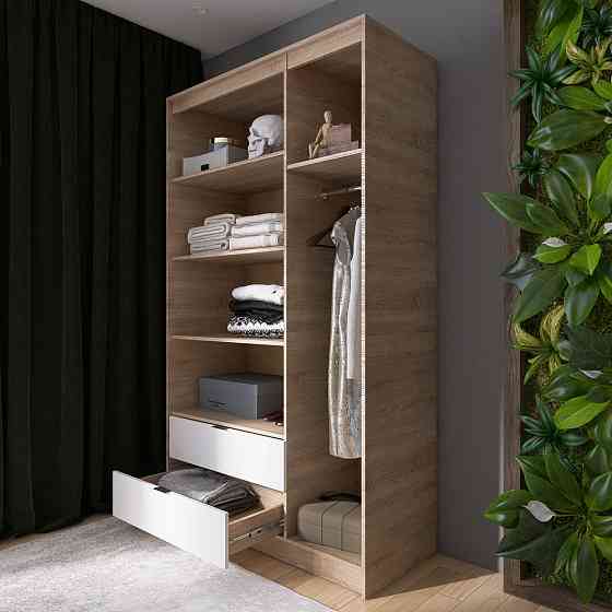 Шкаф распашной для одежды с выдвижными ящиками (полки - штанга) Эверест Сити-1200 120,2х50х204,6 см Дуб сонома/Белый (DTM-071124) Львов