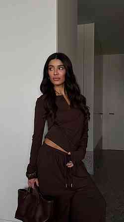 Жіночий стильний повсякденний костюм-двійка турецька віскоза Шоколад, 46/48 Одеса