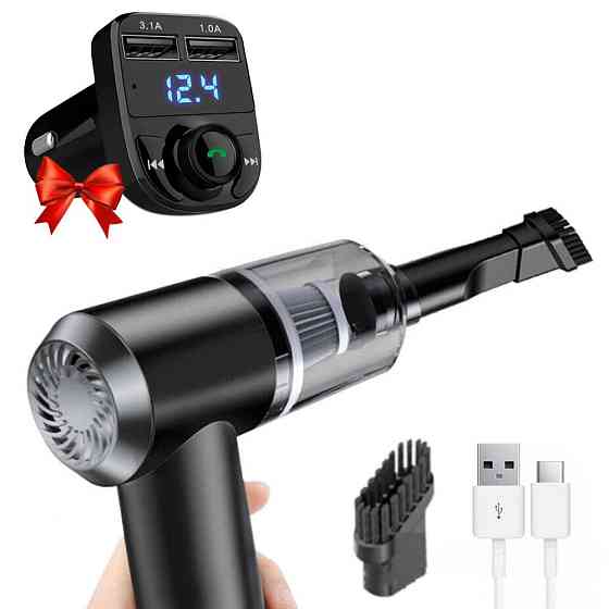 Автомобильный пылесос Vacuum cleaner + Подарок ФМ-трансмиттер CAR X8 BT / Аккумуляторный пылесос с насадками Киев