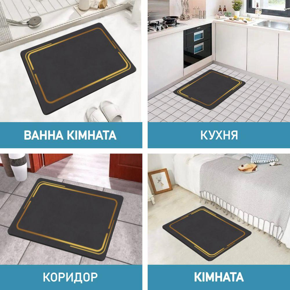 Суперпоглощающий Диатомитовый Коврик Aquarius для ванной 40 х 60 см Графитовый Мрамор Буча - изображение 8