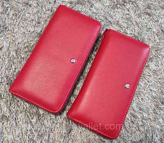 Шкіряний жіночий гаманець клатч червоного кольору на блискавці з ремінцем Marco Coverna MC 7003-2 Київ