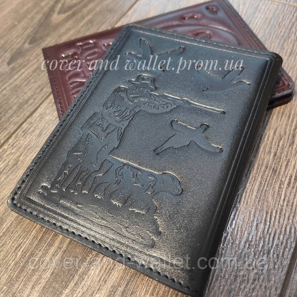 Чорна шкіряна обкладинка для документів мисливця Киев - изображение 6
