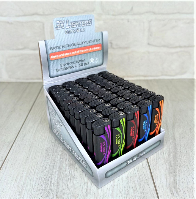 Зажигалка турбо-пламя 3X- Микс цвета уп/50шт Харьков - изображение 5