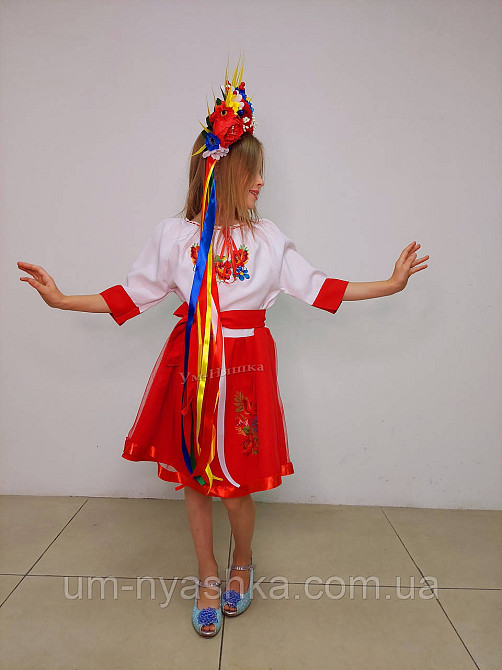 Червона вишита сукня плаття вишиванка з коротким рукавом Квіткова Кривой Рог - изображение 9