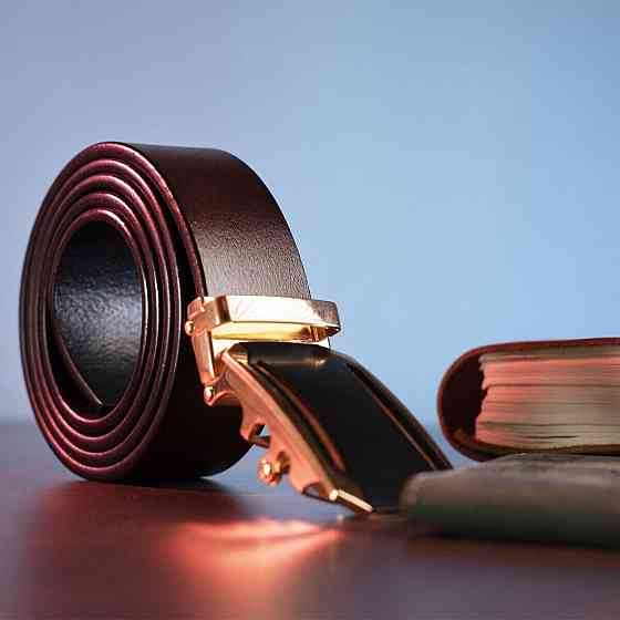 Деловой мужской ремень с автоматической пряжкой Vintage 20209 Коричневый Киев