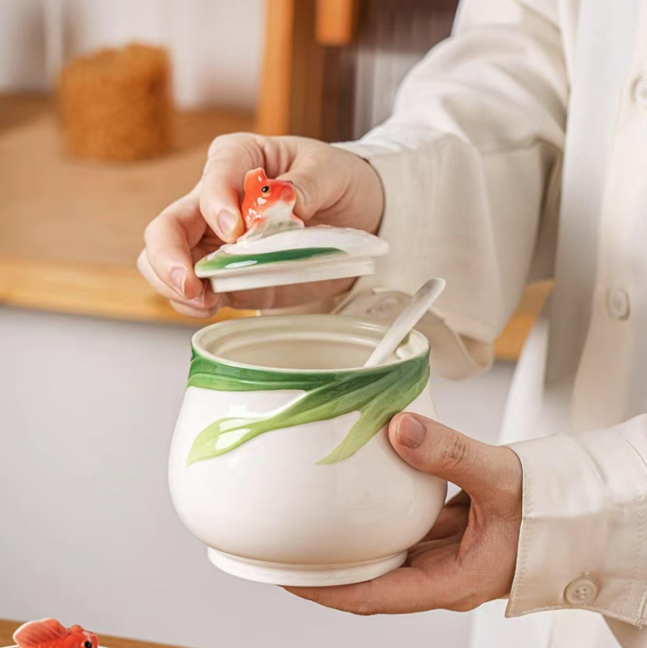 Емкость для сыпучих продуктов Lefard 180 мл Золотая рыбка Костяной фарфор Кременчуг - изображение 8