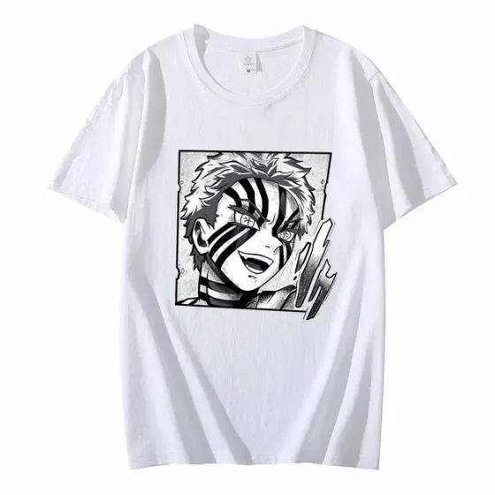 Футболка мужская с аниме принтом Клинок Рассекающий Демонов / Аказа Размер оверсайз (S/M/L) Белый AnimeT1012 Днепр