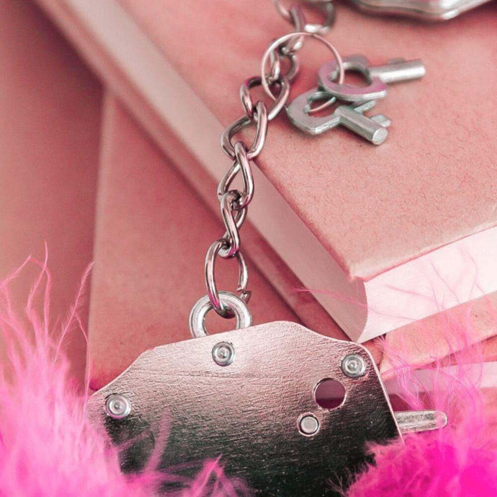 Наручники металлические Adrien Lastic Handcuffs Pink с розовой пушистой отделкой Sex Aura Киев - изображение 2