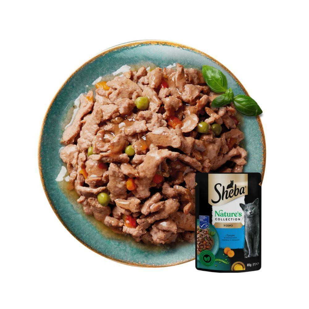 Вологий корм Sheba (Шеба) Nature's Collection (беззерновий) для дорослих кішок з тунцем, морковю, горошком та лляною олією, 85 г Вінниця - фото 4