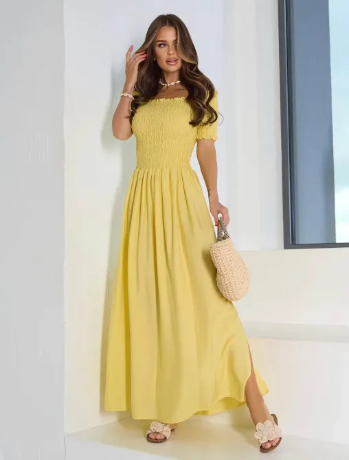 Платье макси с открытыми плечами лен-котон с открытыми плечами Одесса - изображение 5