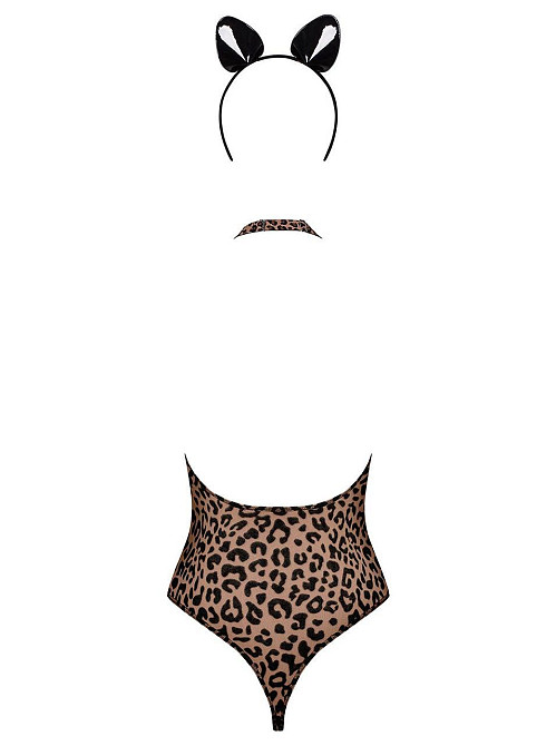 Еротичний костюм леопарда Obsessive Leocatia teddy XXL, боді, обруч з вушками Sex Aura Київ - фото 6