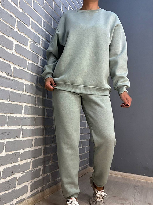 Світшот жіночий Pepper&mint 24-14 базовий простий подовжений оверсайз оливковий, оливковий, S Київ - фото 6