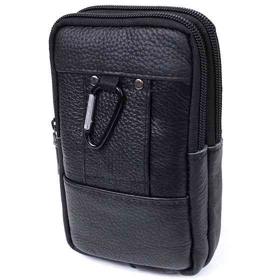 Чоловіча сумка на пояс із натуральної шкіри Чорний (Vintage) Київ