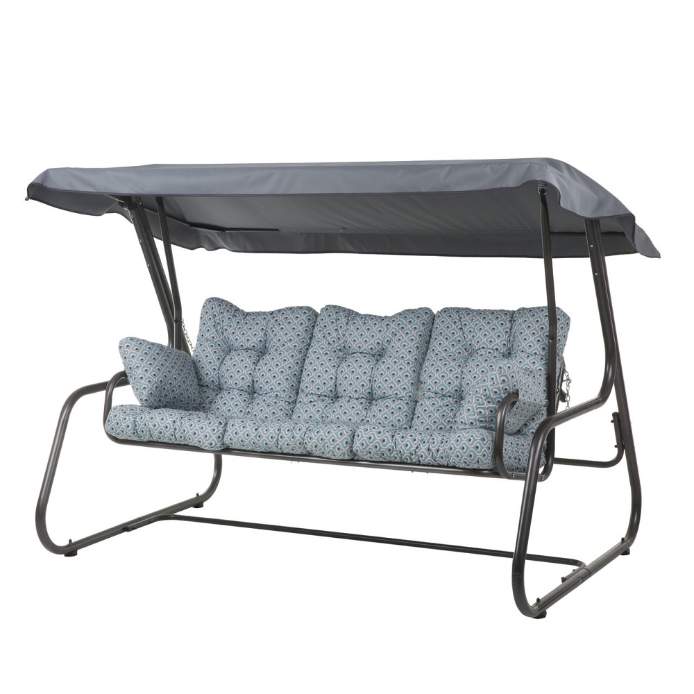 Гойдалка садова Patio Celebes, сіро-бірюзовий геометричний принт Київ - фото 1