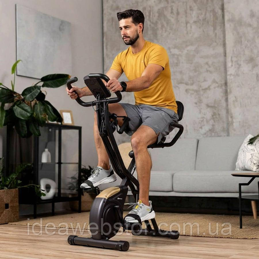 Велотренажер Hop-Sport HS-3030X Apeks X-Bike чорно-золотистий Київ - фото 3