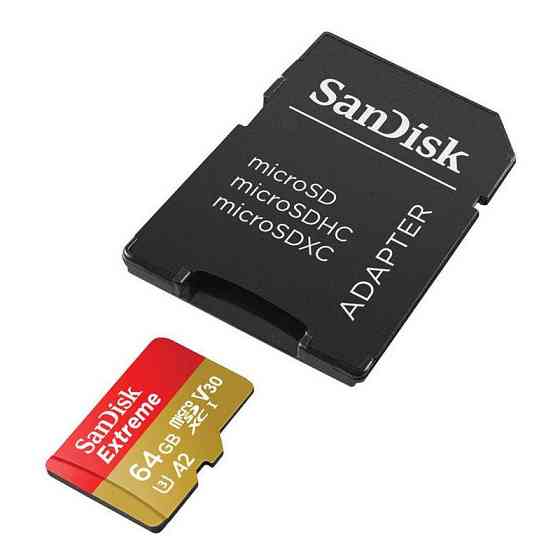 Карта памяти microSDXC (UHS-1 U3) SanDisk Extreme For Action Cams and Drones A2 64Gb class 10 V30 (R170MB/s,W80MB/s) (adapter) Киев