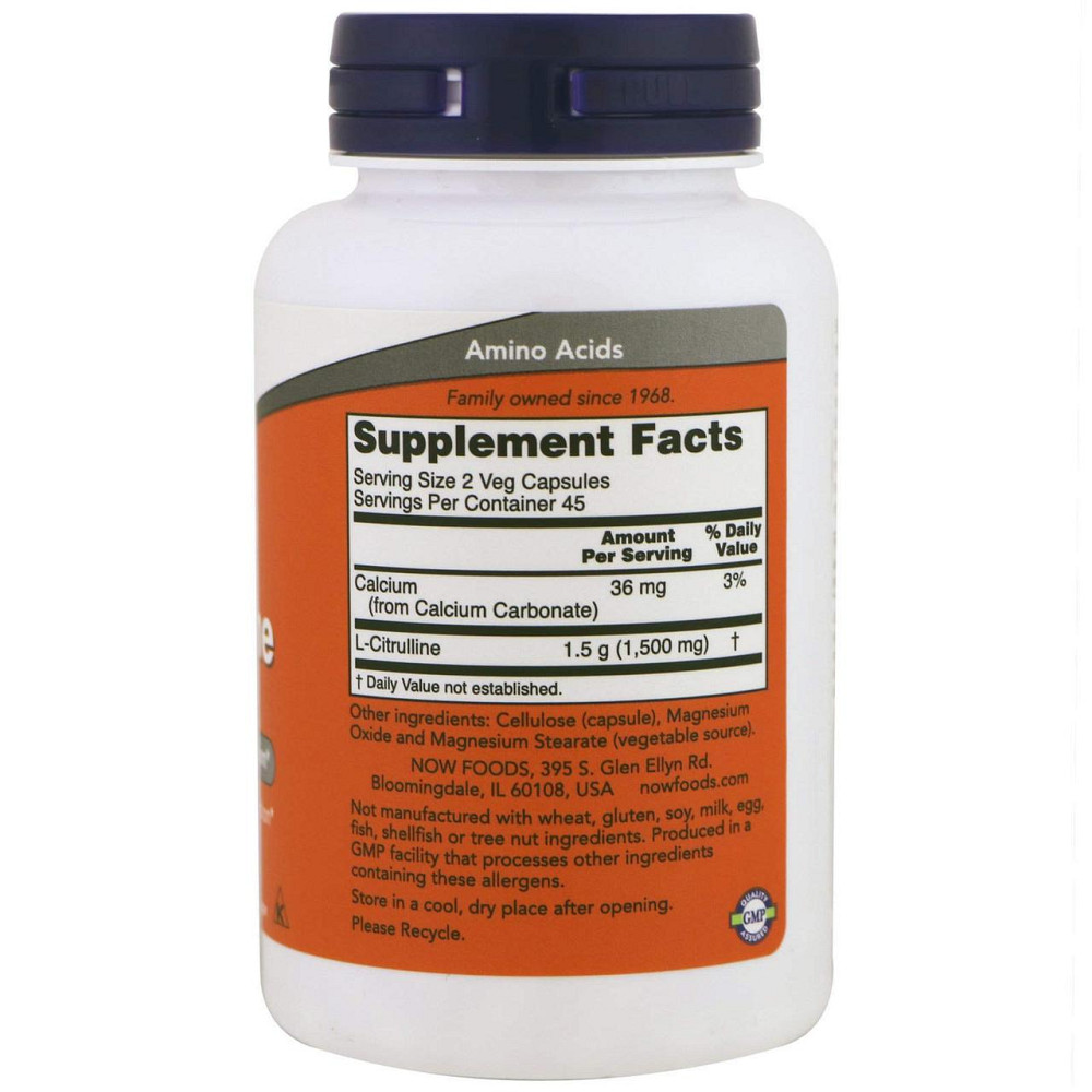 Цитруллин Now Foods L-Citrulline 750 мг 90 вегетарианских капсул Киев - изображение 2