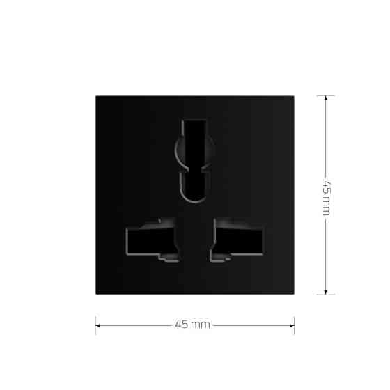 Універсальна розетка LIVOLO 12-в-1, з заземленням і шторками, чорна, 16А 250В, модуль (VL-FCT22 16A-2BP) Коломыя