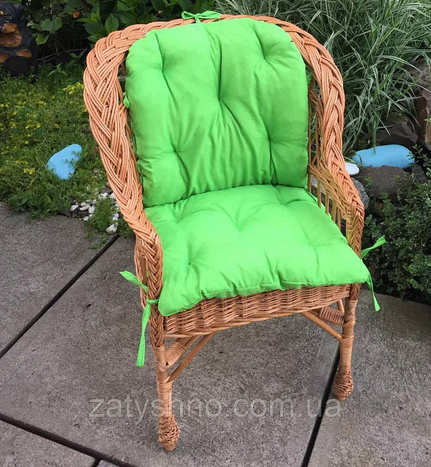 Крісло плетене з лози з накидкою Київ - фото 4