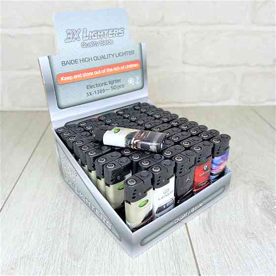 Зажигалка с фонарем турбо-пламя принт Машина уп/50шт Turbo1309-4 Харьков