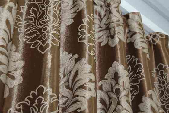 Комплект готовых штор VR-Textil Блэкаут-софт Корона № 1278ш(А) Коричневый с капучино 150х270 см 2шт (33-0124) Киев