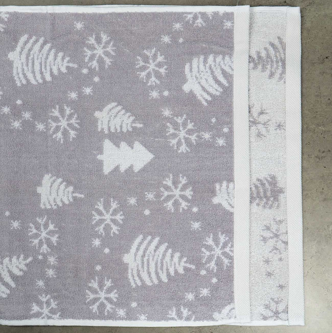 Рушник махровий Новорічний Merry Christmas Ялинки GM Textile 40х70см 500г/м2 (Світло-Сірий) Суми - фото 4