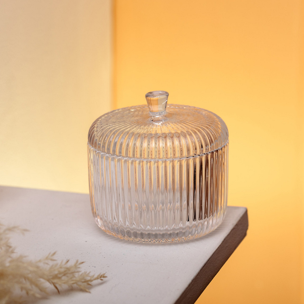 Yiwu Цукерниця з кришкою Ø 9 см ваза цукерниця кругла скляна HP-4-99 Київ - фото 4