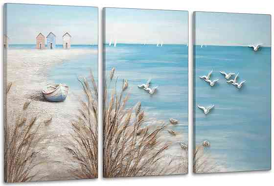 Модульная картина в гостиную / спальню  Чайки на березі  Art-639_3_А 70x130 см Киев