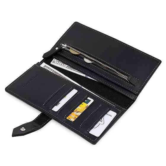 Стильне матове чоловіче портмоне GRANDE PELLE 11560 Чорний Київ