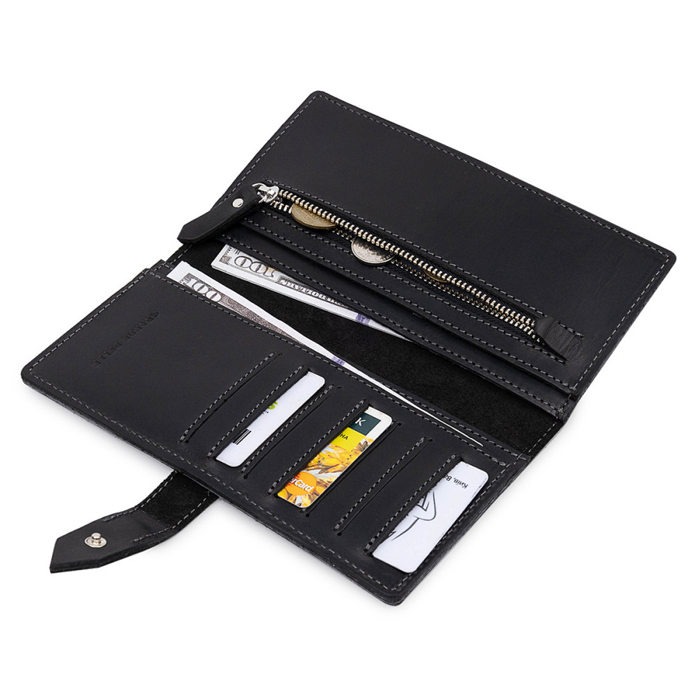 Стильне матове чоловіче портмоне GRANDE PELLE 11560 Чорний Київ - фото 4