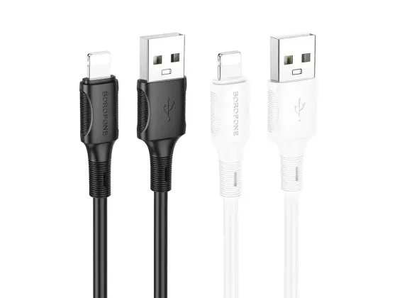 Кабель USB - Lightning Borofone BX80 1м 2.4А швидка зарядка для iPhone iPad шнур із захисним чіпом білий Одеса