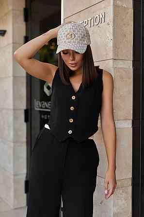 Жіночий костюм двійка жилетка з брюками "Cavin" | Норма | Розпродаж моделі Чорний, 42-44 Київ