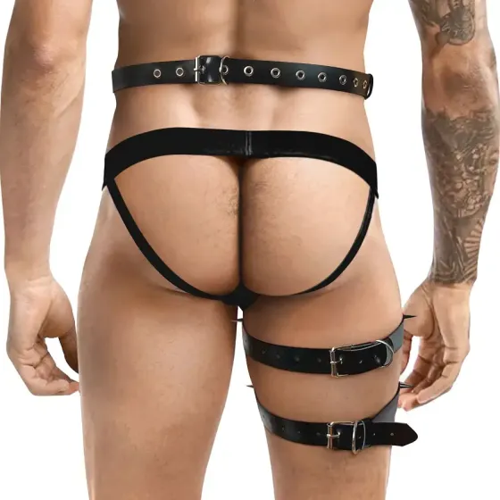 Чоловічі гартери з натуральної шкіри Art of Sex - Serge, колір Чорний, розмір L-2XL Львов