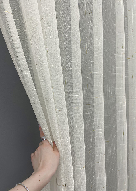 Тюль VR-Textil 1211т Івонна Льон Молочний з золотистим вкрапленням 300х240 см (43-321) Київ - фото 4